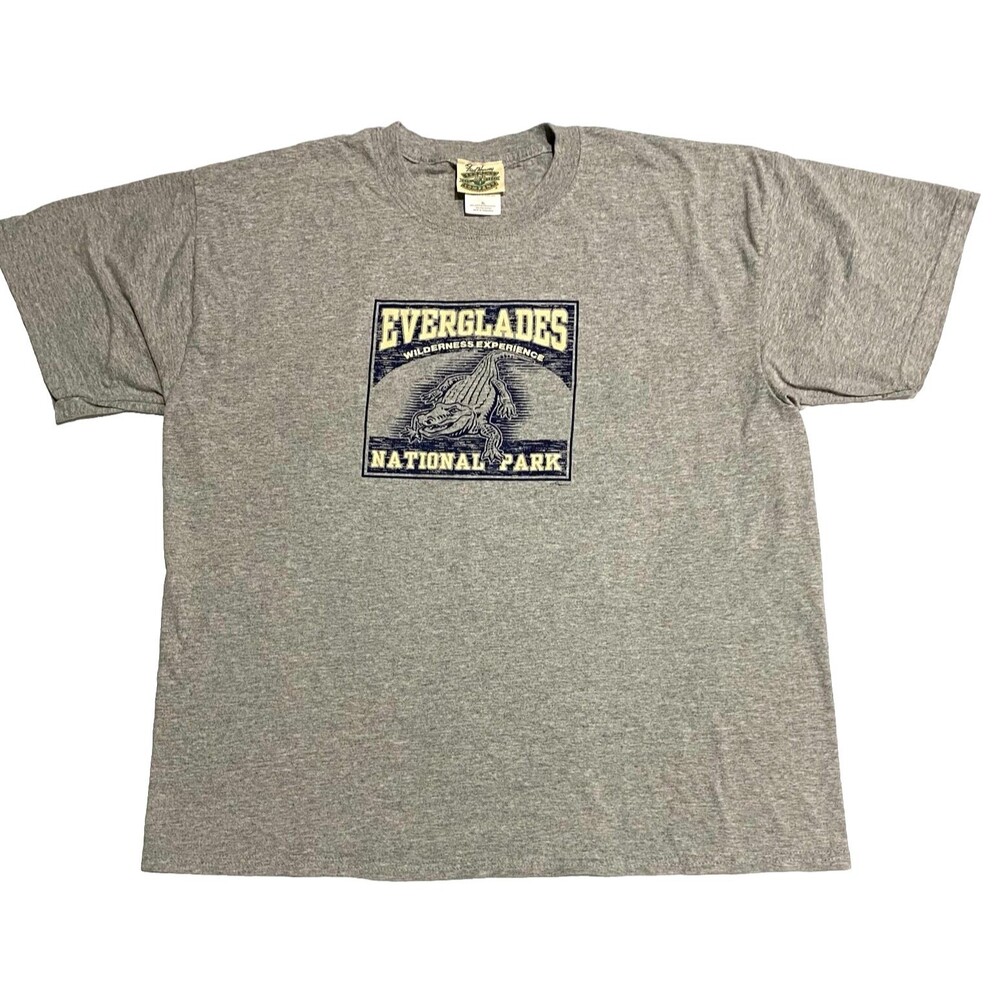 Fred Harvey Mens Gray Everglades National Park Graphic T Shirt Short Sleeve XL
